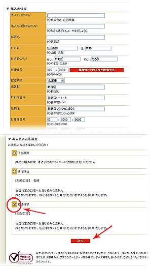 購入手続き　お客様情報入力